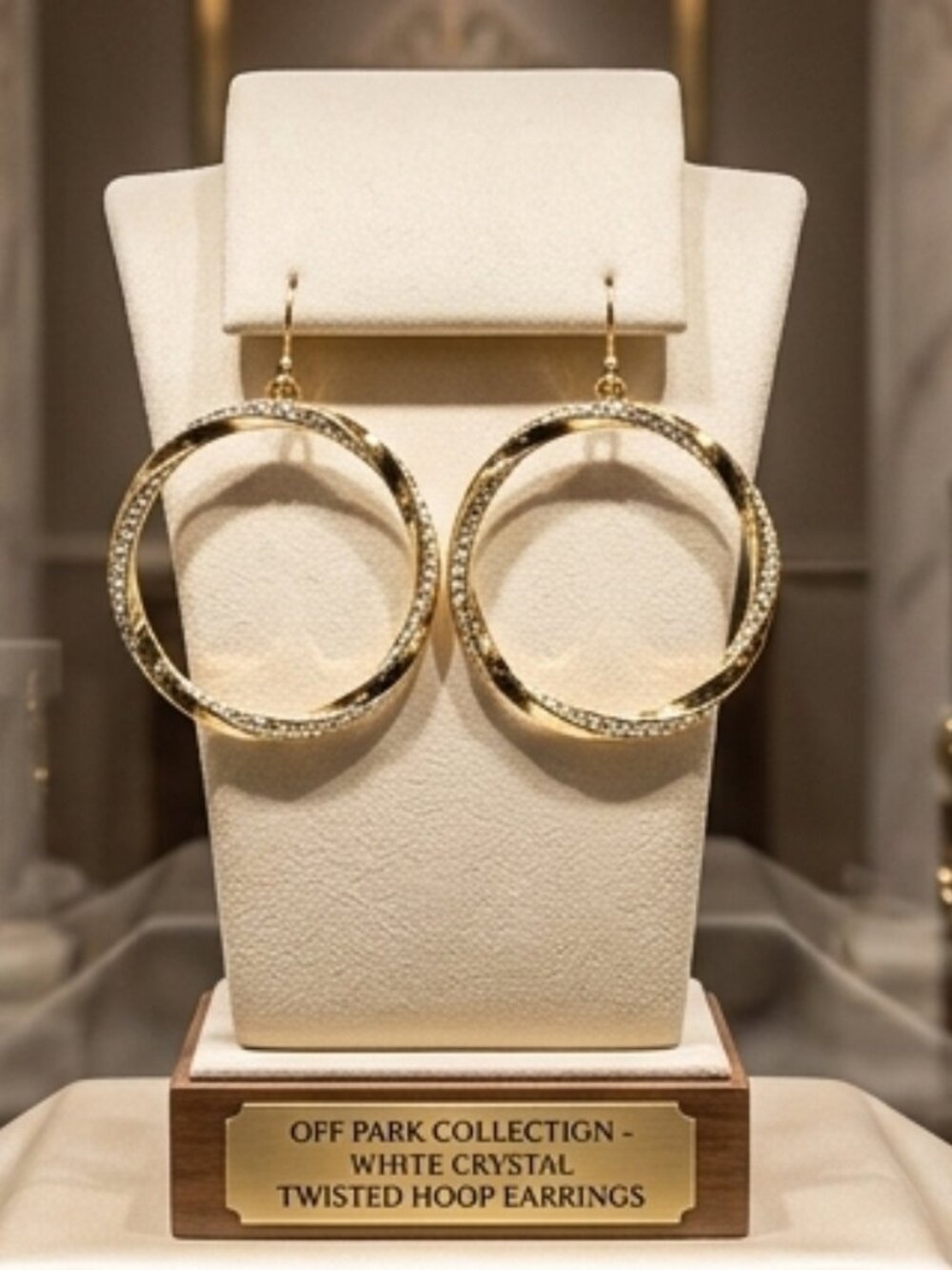 JTV gold hoop with rhinestones fish hook earrings